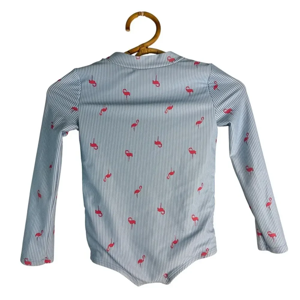 Carter's Long Sleeve Flamingo Print Rash Guard One-Piece Swimsuit 5T